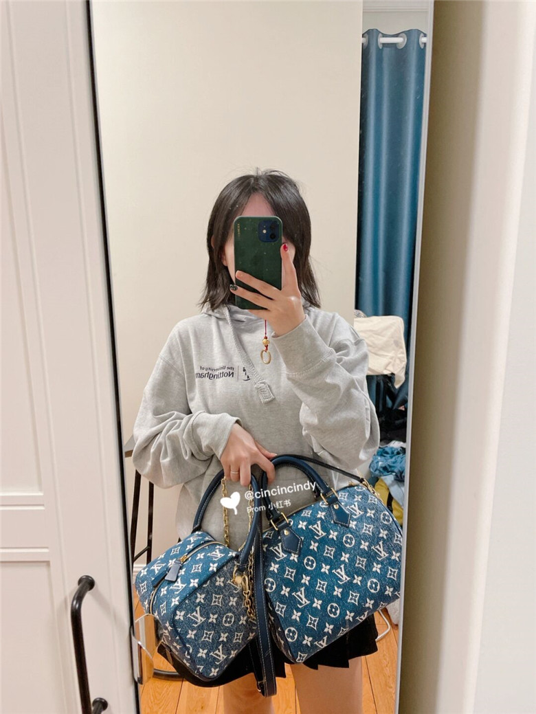 LV M59611 SQUARE BAG 牛仔骰子包/ M59609 牛仔sp25上身