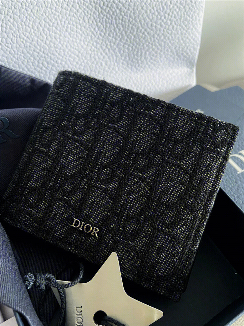 迪奥 短款钱包 Black Dior Oblique