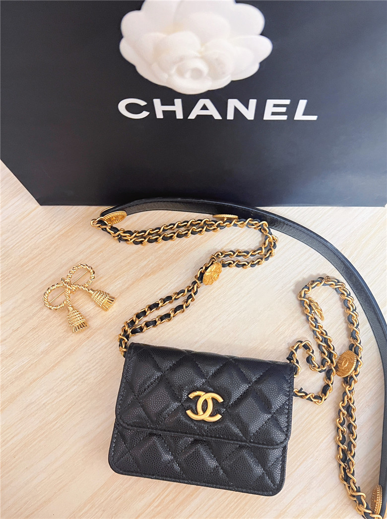 Chanel22手工坊～黑金mini包