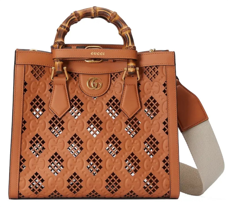 GUCCI 702721 AAC1C 2742 镂空皮革 Diana系列 小号托特包