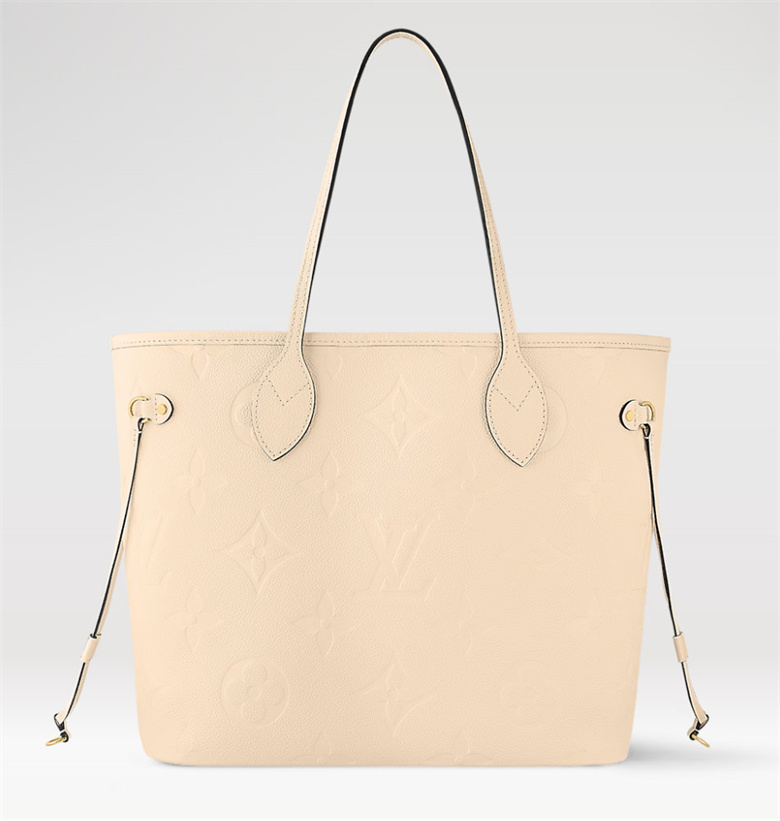 LV M46676 NEVERFULL 奶白色压纹粒面牛皮革 中号手袋
