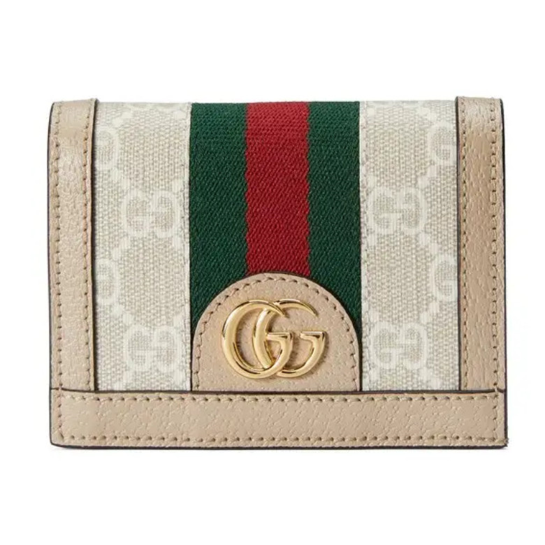 GUCCI 523155 UULAG 9682 米色和白色GG Supreme帆布 Ophidia系列 GG卡包