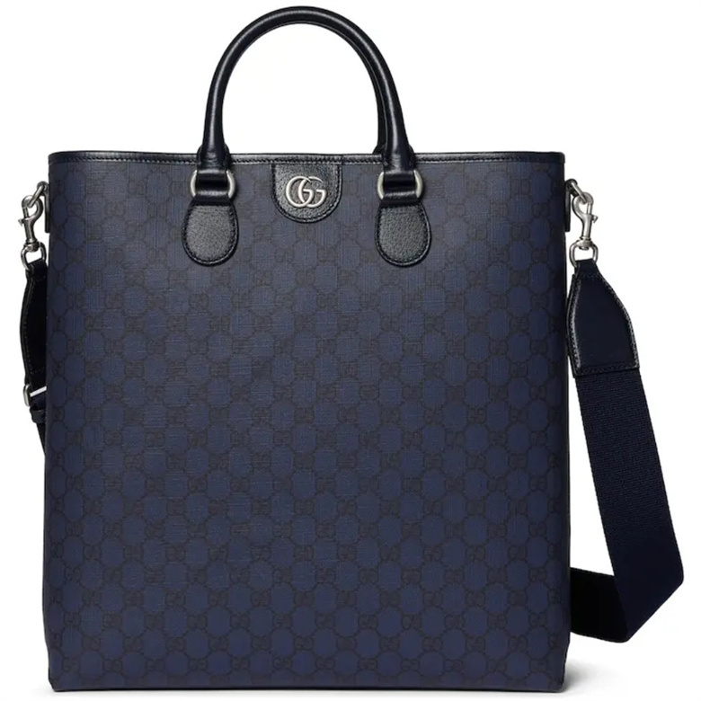 GUCCI 792118 FADJK 8458 蓝色和深蓝色GG Supreme帆布 Ophidia系列 GG中号托特包