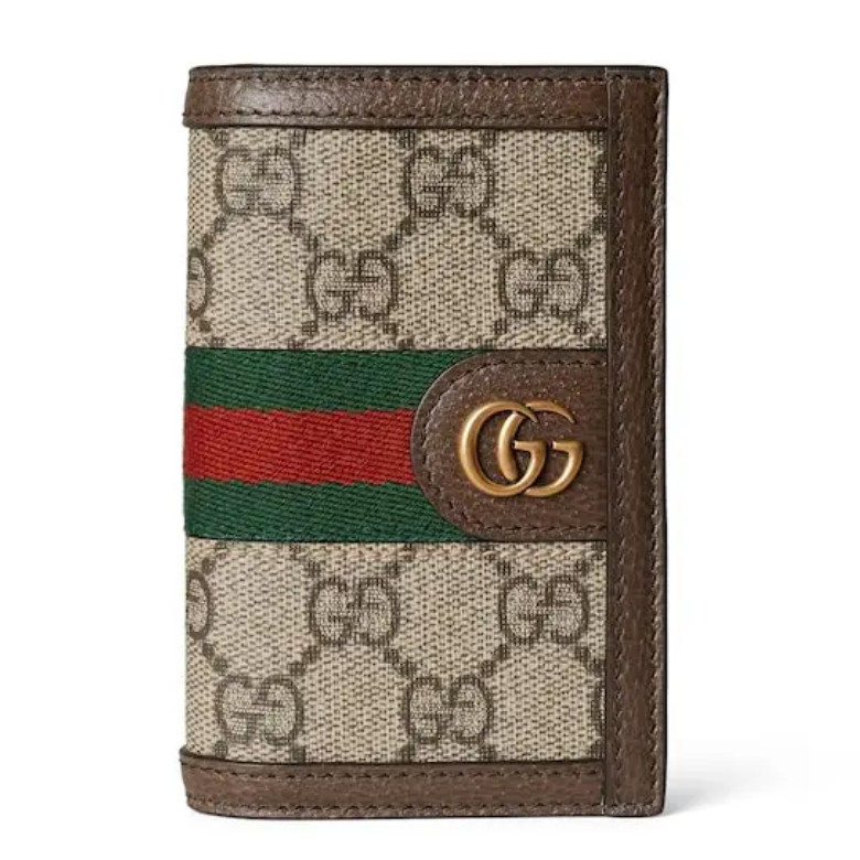GUCCI 734943 FADI7 9764 米色和乌木色GG Supreme帆布 Ophidia系列 GG卡片夹